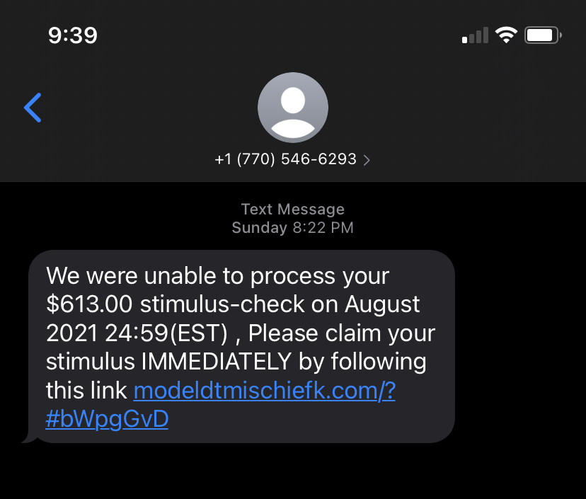 text message spam stimulus