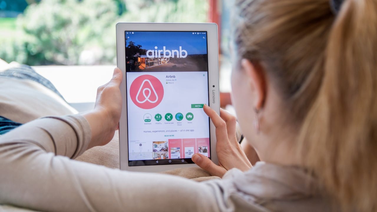 Airbnb website app on tablet