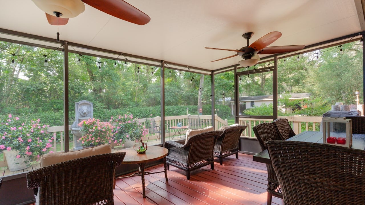 Screened-in porch.