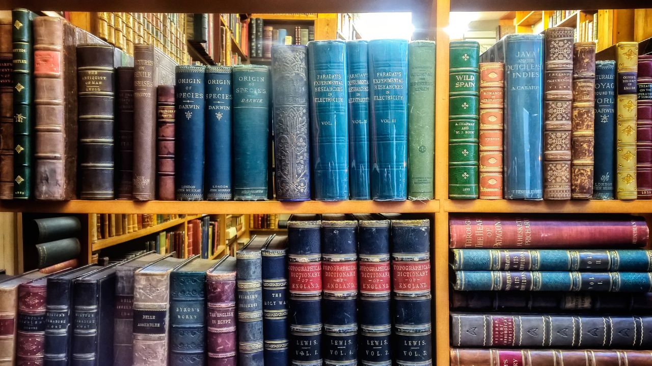 Antique books at thrift store