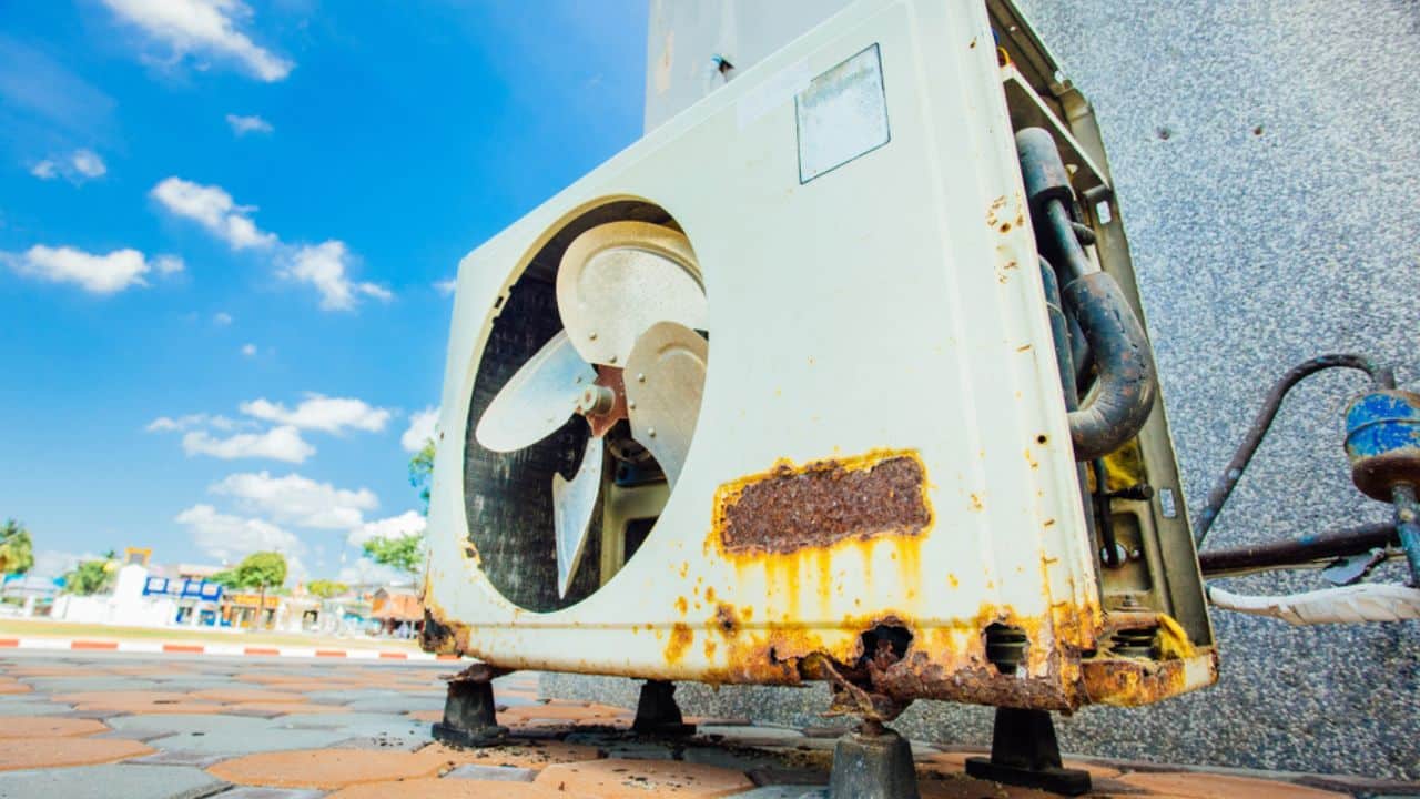 old rusty air conditioning unit