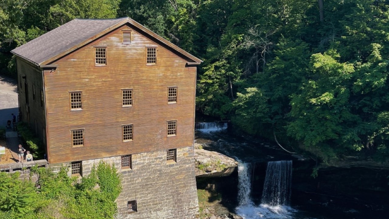 A view of Lanterman's Mill and Lanterman's Falls in Mill Creek Park in Youngstown, Ohio