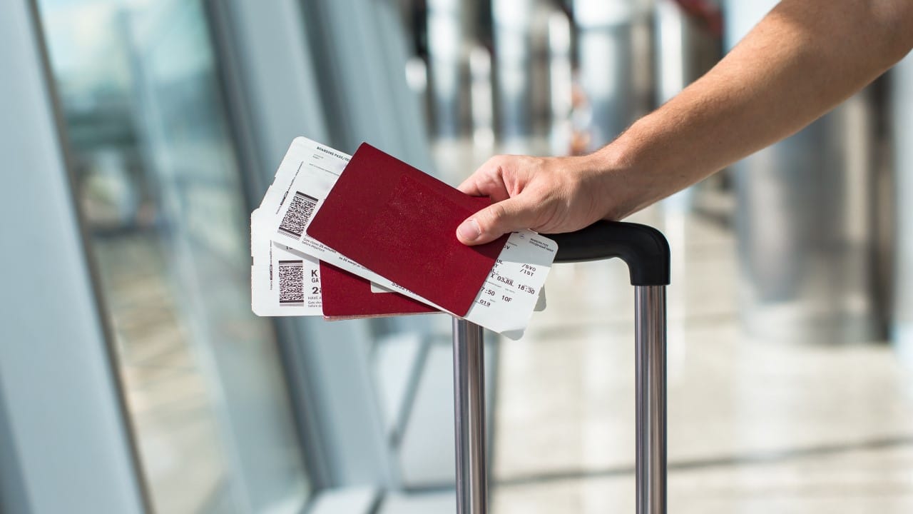 Passports at an airport.