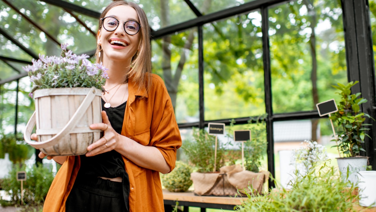 Woman gardening for fresh produce