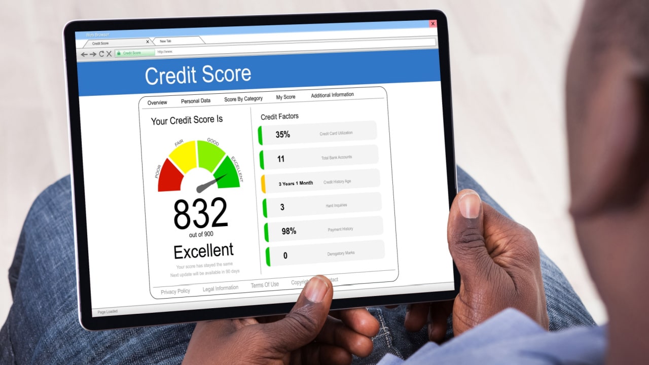 Man checking his credit score