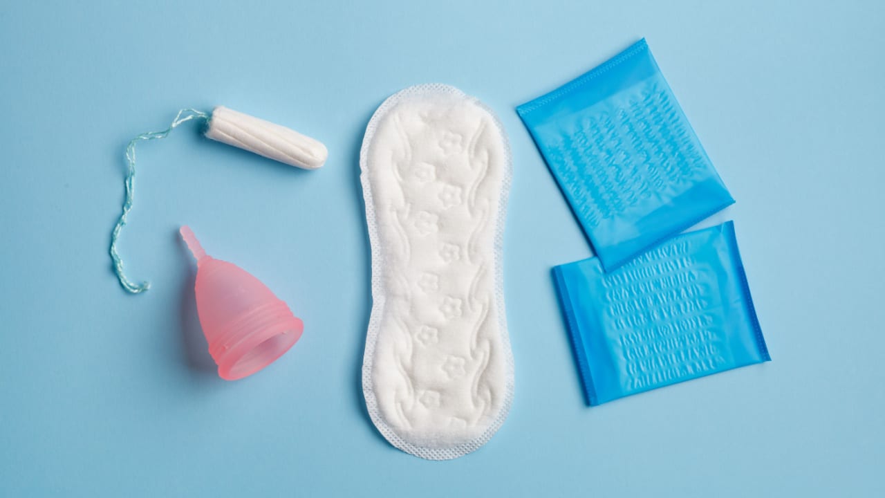 Feminine hygeine products - menstrual cup, pads, tampon