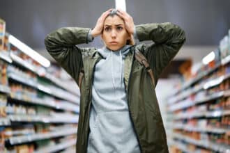 Woman shocked at high food prices