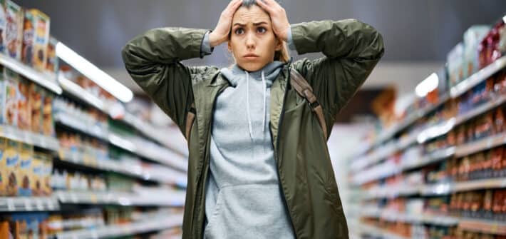 Woman shocked at high food prices