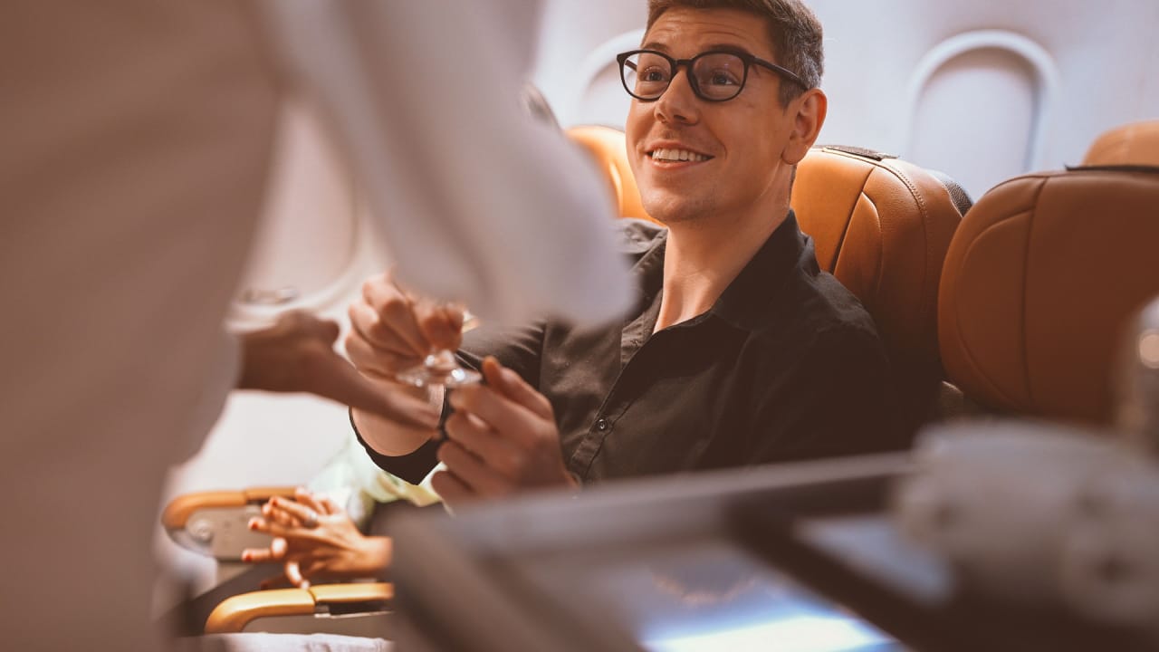 Man sitting on an airplane