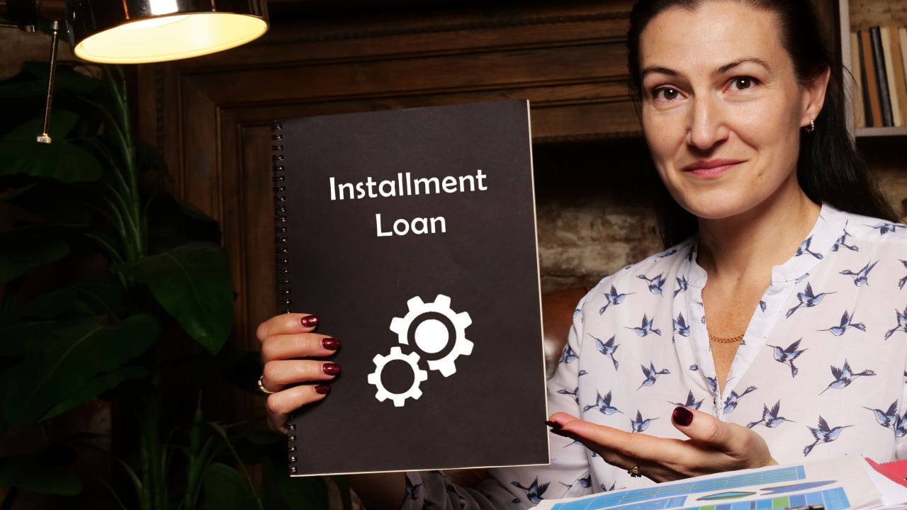 Woman managing installment loan