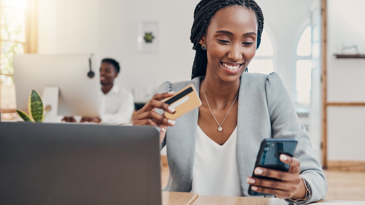 Woman using a secured credit card