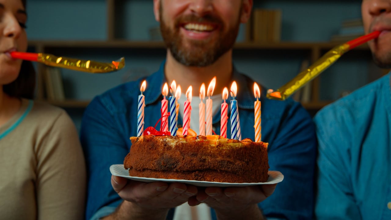 Man celebrating with friends