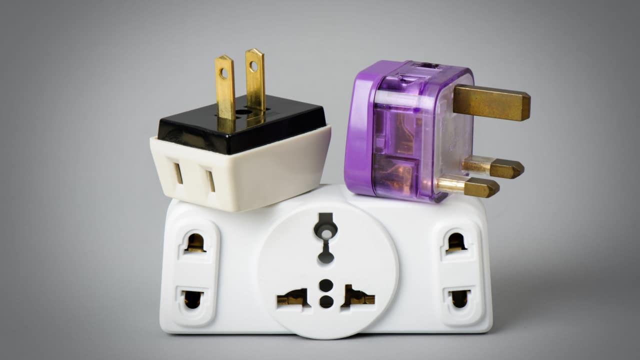 Stack of travel adapters