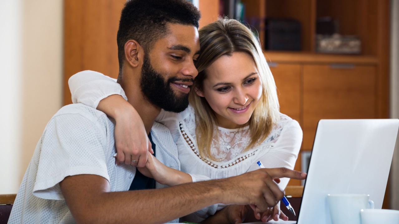 Couple reviewing joint account