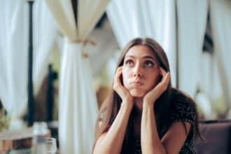 tired lonely young woman