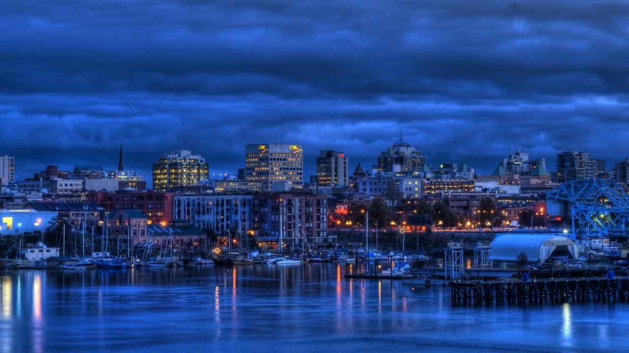 Downtown Victoria at twilight