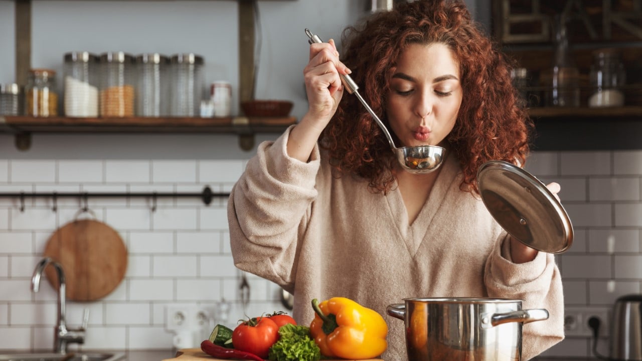 Woman cooking at home