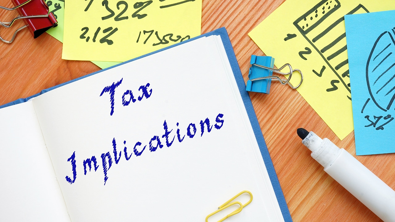 Business concept about Tax Implications with inscription on the sheet.