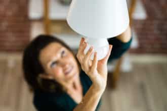 Electric LED Lightbulb Change In Light At Home