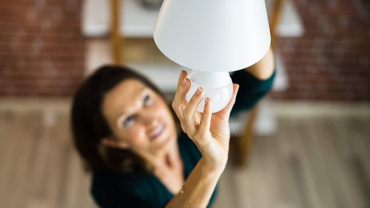Electric LED Lightbulb Change In Light At Home