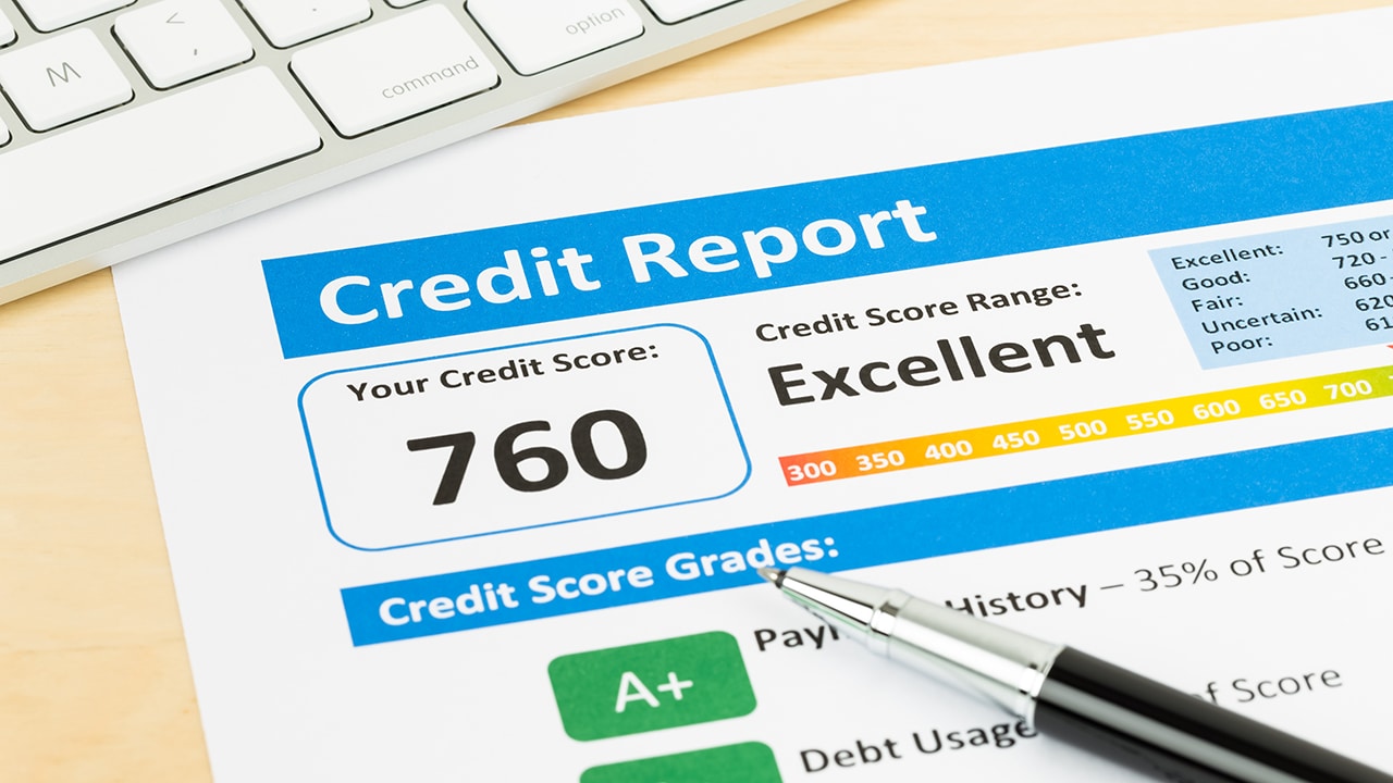 Credit score report with keyboard