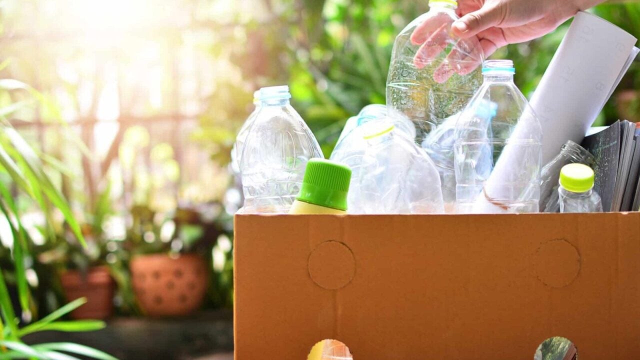 plastic bottle garbage for recycling concept reuse