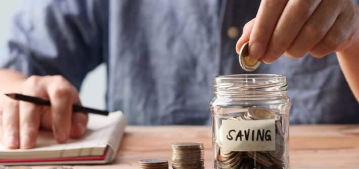 Savings Jar with Coins