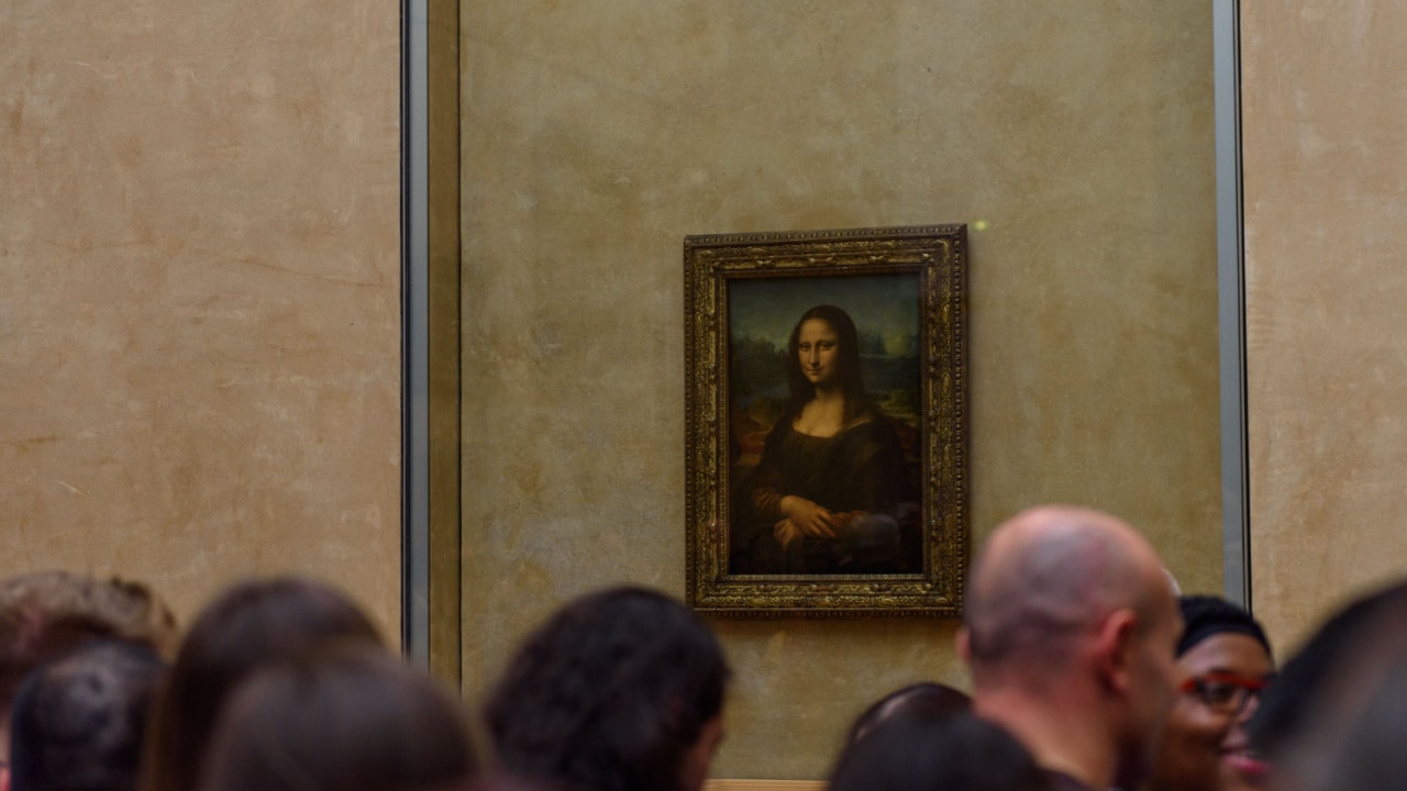 Mona Lisa in Louvre, portrait painting by Leonardo da Vinci in Paris, France