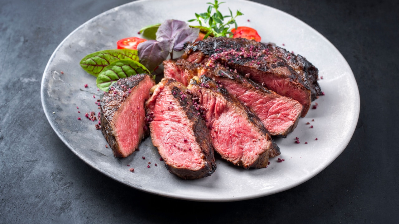 Plated Wagyu Beef with garnish