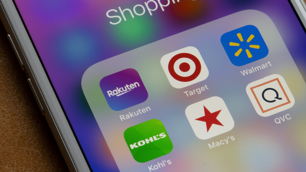 Shopping apps on a wireless device, target, walmart, Macy's