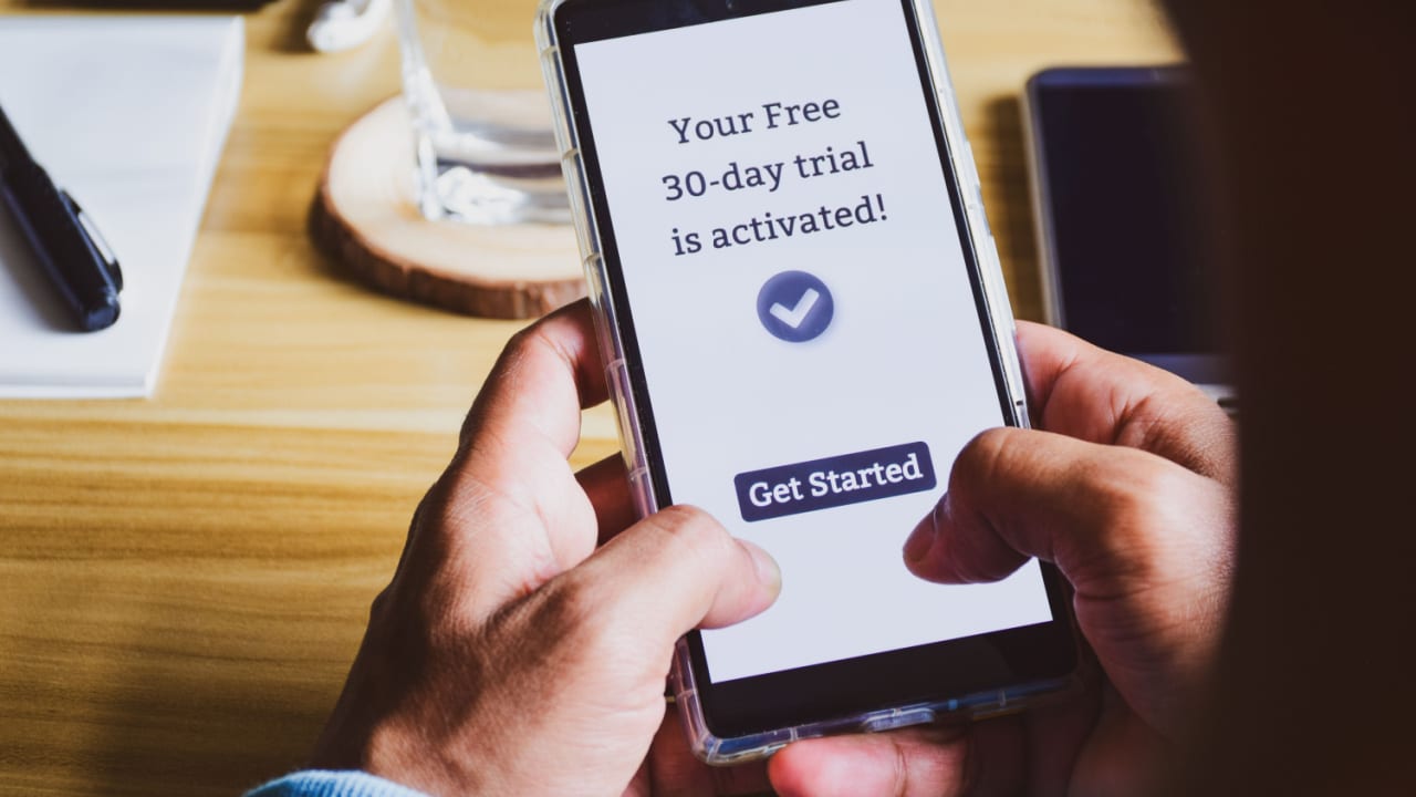 Free trial activated on mobile phone