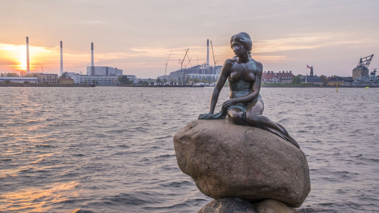 The monument of the Little Mermaid in Copenhagen, Denmark, Europe