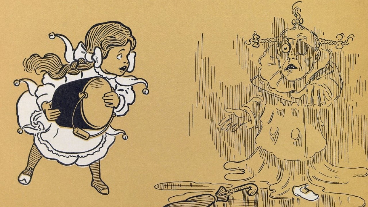 The Wicked Witch of The West, melting after being doused by Dorothy. From the first edition of The Wizard of Oz.