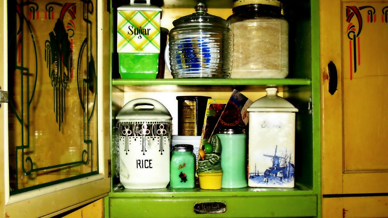 Vintage Baking Cabinet and Supplies 